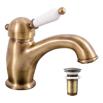 RAV Slezák L527.0SM - Waschtischarmatur + Ablaufgarnitur LABE RETRO 15 cm Antikmessing