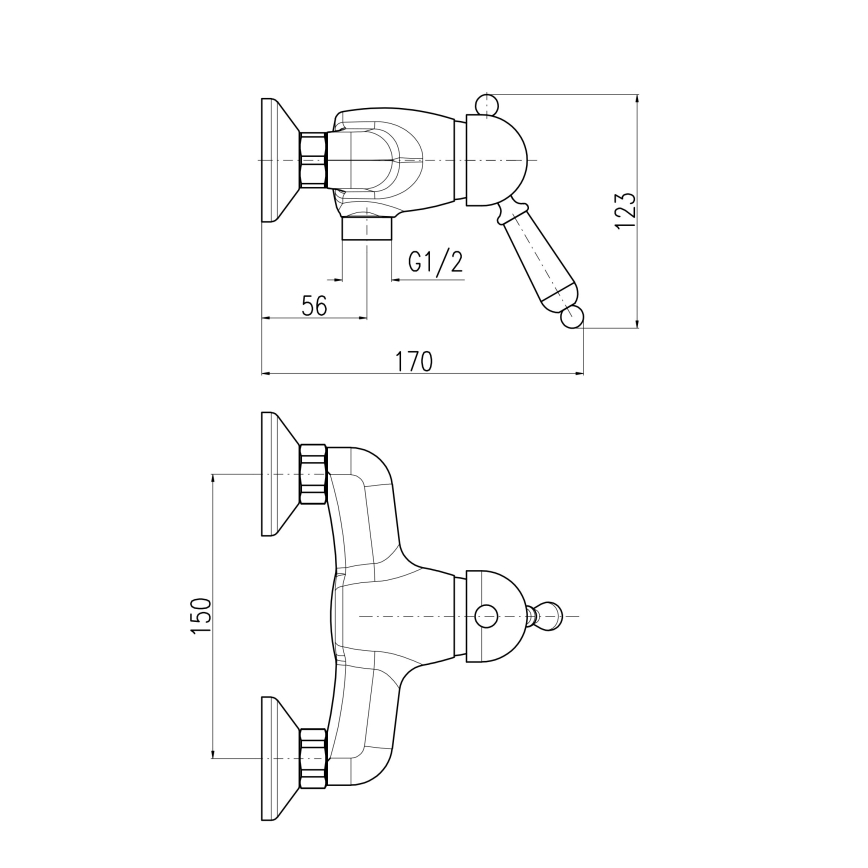 RAV Slezák L581.5SM - Duscharmatur LABE RETRO 12,3 cm Antikmessing