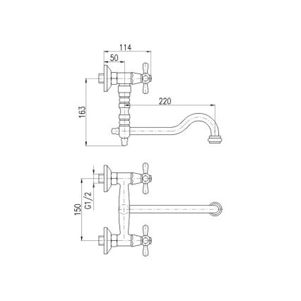 RAV Slezák MK101.5/29SM - Spülbecken-/Waschbeckenarmatur MORAVA RETRO 16,3 cm Antikmessing