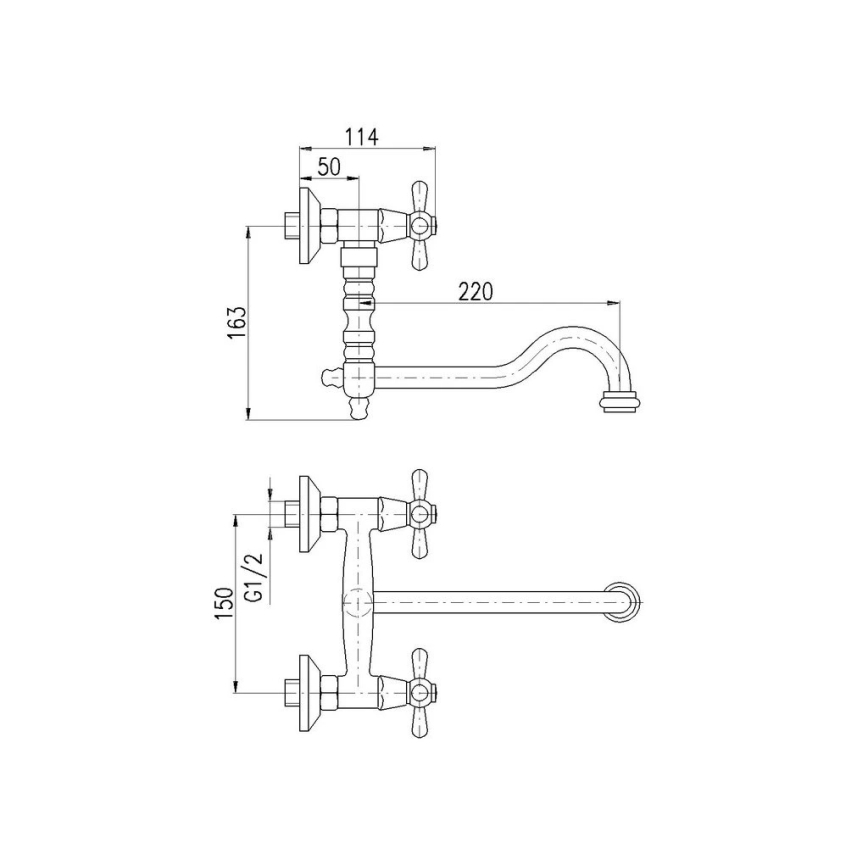 RAV Slezák MK101.5/29SM - Spülbecken-/Waschbeckenarmatur MORAVA RETRO 16,3 cm Antikmessing