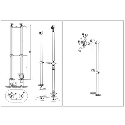 RAV Slezák MK150.5/2CMATSM - Badewannen-Set mit Armatur MORAVA RETRO, schwarz/messing
