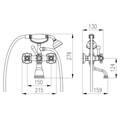 RAV Slezák MK159.5/2SM - Wannen-Set mit MORAVA RETRO-Armatur, Antikmessing