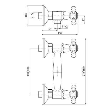 RAV Slezák MK180.5/2CMATSM - Duschset mit Mischbatterie MORAVA RETRO schwarz/messing
