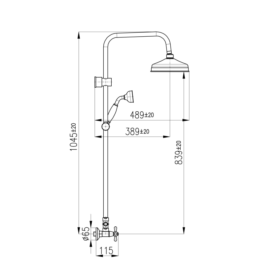 RAV Slezák MK181.5/7CMATSM - Duschset mit Armatur MORAVA RETRO schwarz/messing