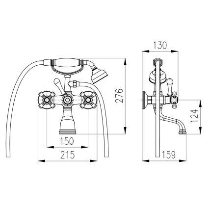 RAV Slezák MK559.5/2SM - Wannen-Set mit Mischbatterie MORAVA RETRO Antikmessing