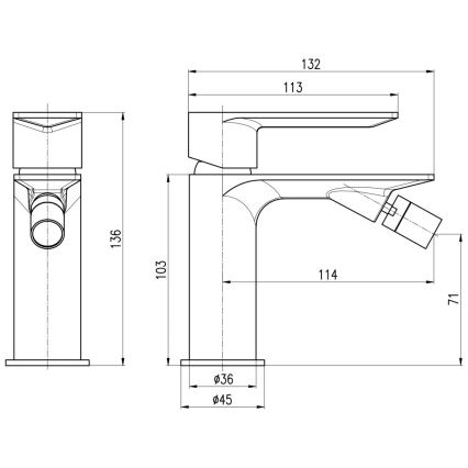RAV Slezák NL144.0MGL - Bidetarmatur NIL 13,6 cm, glänzend grau