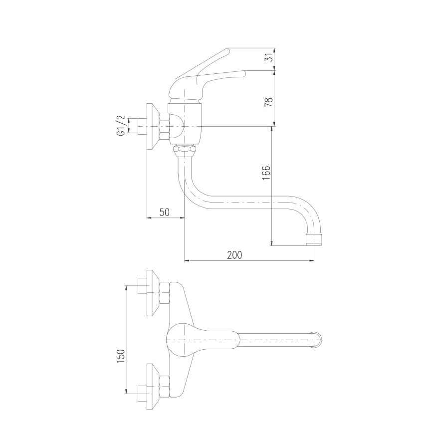 RAV Slezák SA001.5/21 - Spül-/Waschbeckenarmatur SAZAVA, glänzender Chrom