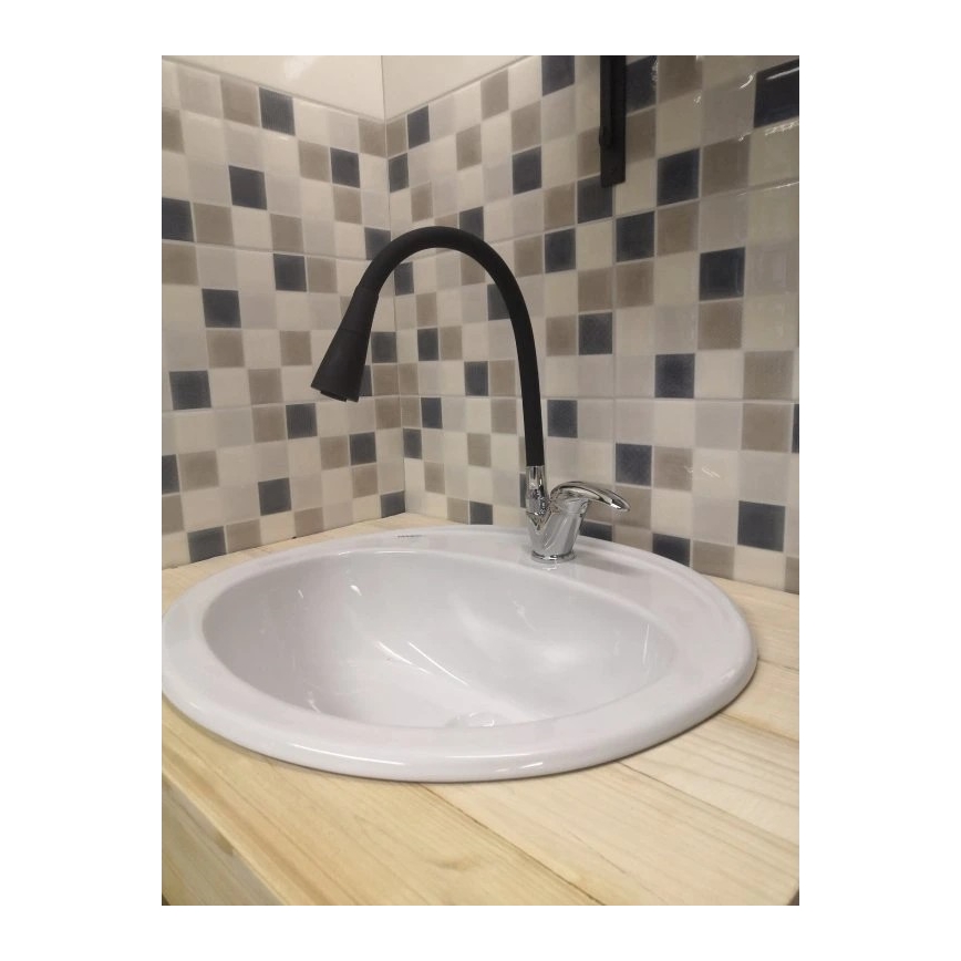 RAV Slezák SA006.0/13 - Spültischarmatur mit flexiblem Auslauf SAZAVA 35,6 cm schwarz/glänzender Chrom