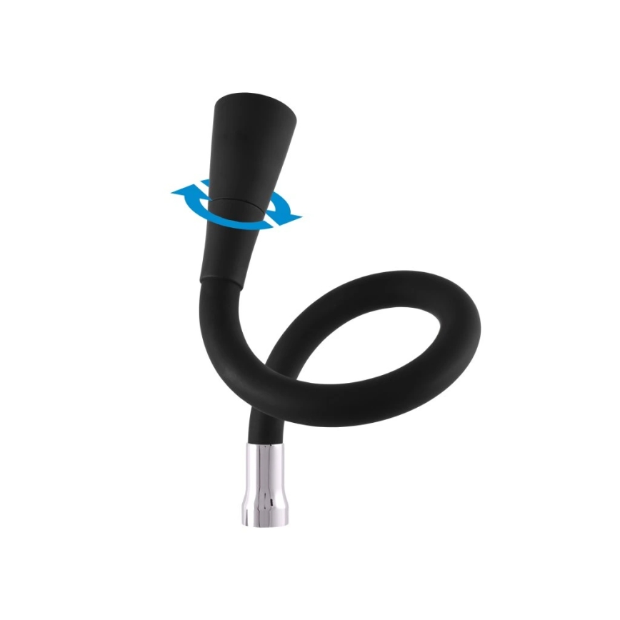 RAV Slezák SA006.0/13 - Spültischarmatur mit flexiblem Auslauf SAZAVA 35,6 cm schwarz/glänzender Chrom