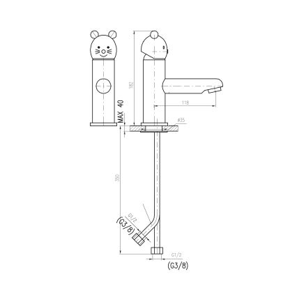 RAV Slezák SE326.0 - Waschtischarmatur JUNIOR 18,2 cm rot/blau