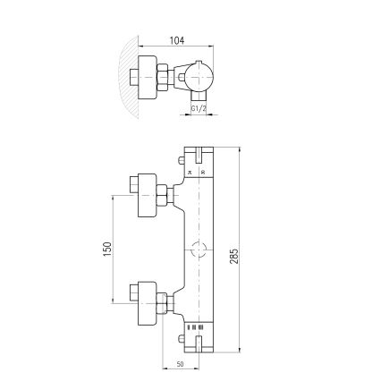 RAV Slezák TRM80.5CMAT - Thermostatische Duscharmatur TERMO matt schwarz