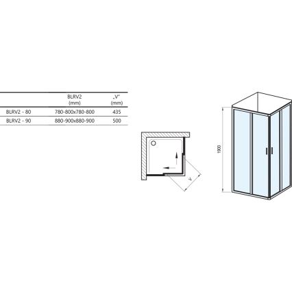 Ravak 1LV40100ZG - BLIX Eck-Duschkabine, vierteilig, 80×80 cm, weiß