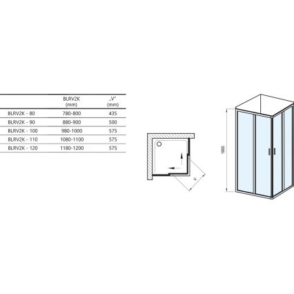 Ravak 1XV70C00Z1 - Duschkabine BLIX 90x90 cm, glänzender Chrom