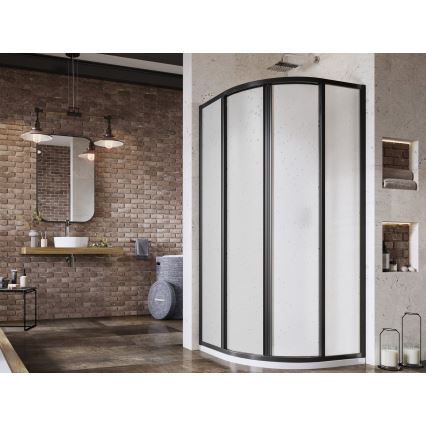Ravak 3114O30211 - SUPERNOVA vierteilige viertelkreisförmige Duschkabine 80x80 cm schwarz