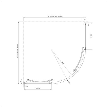 Ravak 3114O30211 - SUPERNOVA vierteilige viertelkreisförmige Duschkabine 80x80 cm schwarz