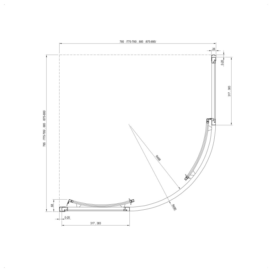 Ravak 3114O30211 - SUPERNOVA vierteilige viertelkreisförmige Duschkabine 80x80 cm schwarz