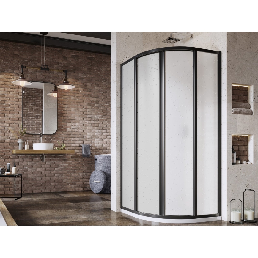 Ravak 3114O30211 - SUPERNOVA Viertelkreis-Duschkabine, vierteilig, 80x80 cm, schwarz