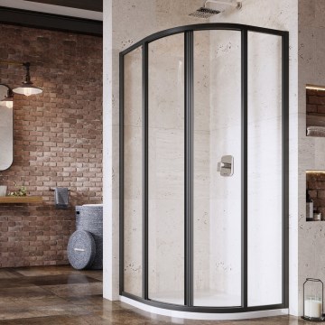 Ravak 3114O302Z1 - vierteilige viertelkreisförmige Duschkabine SUPERNOVA 80x80 cm schwarz