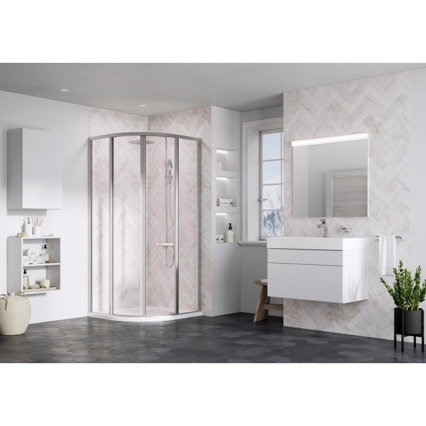 Ravak 3114OU02Z1 - SUPERNOVA Viertelkreis-Duschkabine, 4-teilig, 80x80 cm, Satin