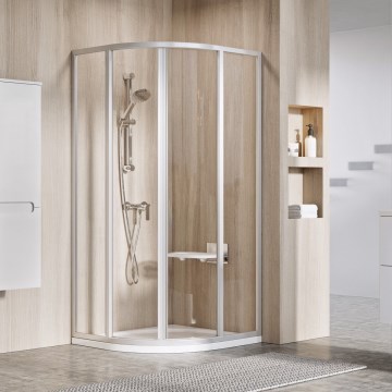 Ravak 3114OU02Z1 - vierteilige, viertelkreisförmige Duschkabine SUPERNOVA 80x80 cm Satin