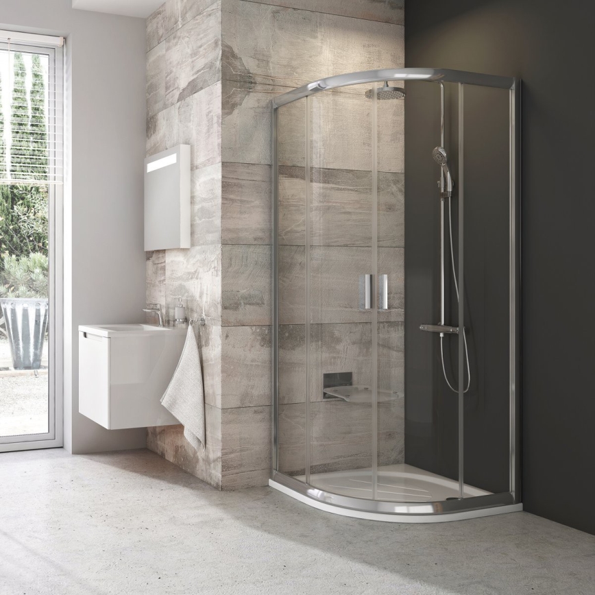 Ravak 3B240C00Z1 - BLIX Duschkabine, viertelkreisförmig, vierteilig, 80 x 80 cm, glänzender Chrom