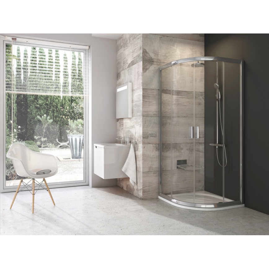 Ravak 3B240C00Z1 - BLIX Duschkabine, viertelkreisförmig, vierteilig, 80 x 80 cm, glänzender Chrom