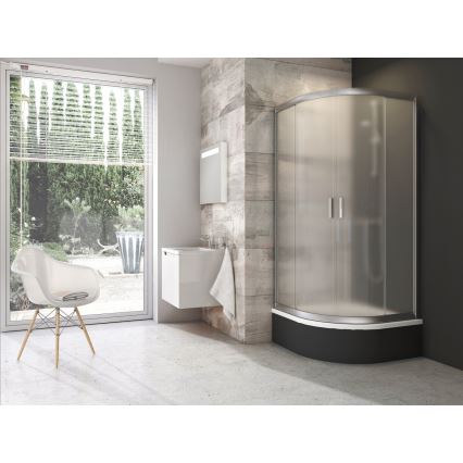 Ravak 3B240U40ZG - BLIX Viertelkreis-Duschkabine, 4-teilig, 80x80 cm, Satin