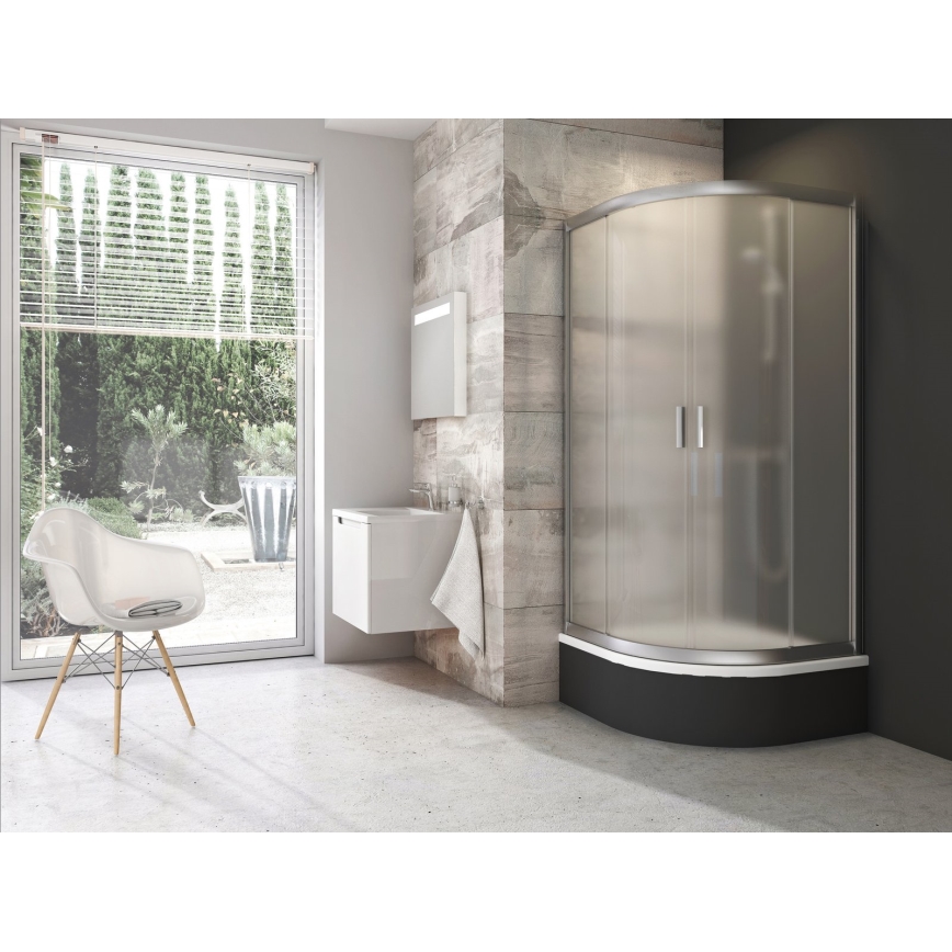 Ravak 3B240U40ZG - viertelkreisförmige, vierteilige BLIX-Duschabtrennung 80x80 cm, satiniert