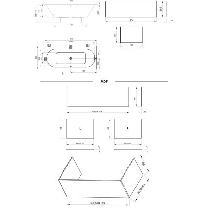 Ravak C921300000 - Badewanne CITY SLIM 180x80 cm Acryl/weiß