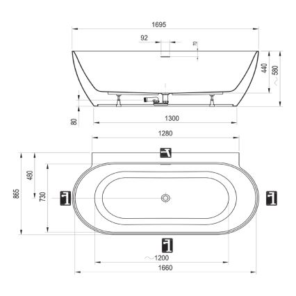 Ravak CC71A00000 - Badewanne FREEDOM 170x87 cm Acryl/glänzend weiß