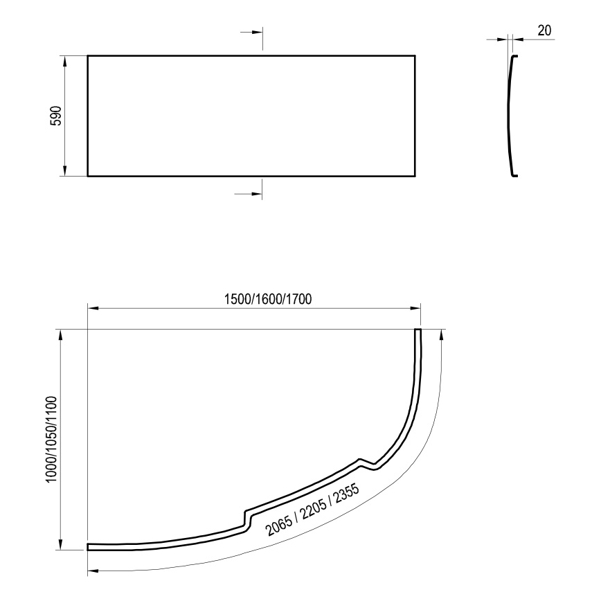 Ravak CZ45100000 - Frontverkleidung für Badewanne ASYMMETRIC 150 cm, Acryl/weiß
