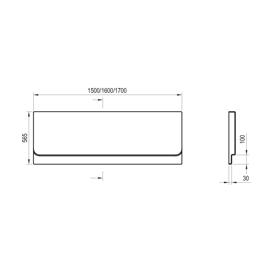 Ravak CZ73100A00 - Frontpaneel für Badewanne CHROME 160 cm Acryl/Weiß