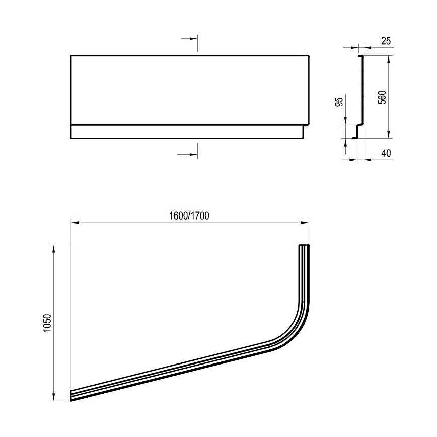 Ravak CZA4100A00 - Badewannenverkleidung CHROME 170x105 cm Acryl/Weiß