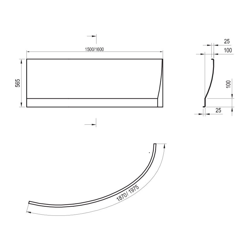 Ravak CZS1000A00 - Wannenverkleidung für AVOCADO-Badewanne, 150 cm, Acryl/weiß