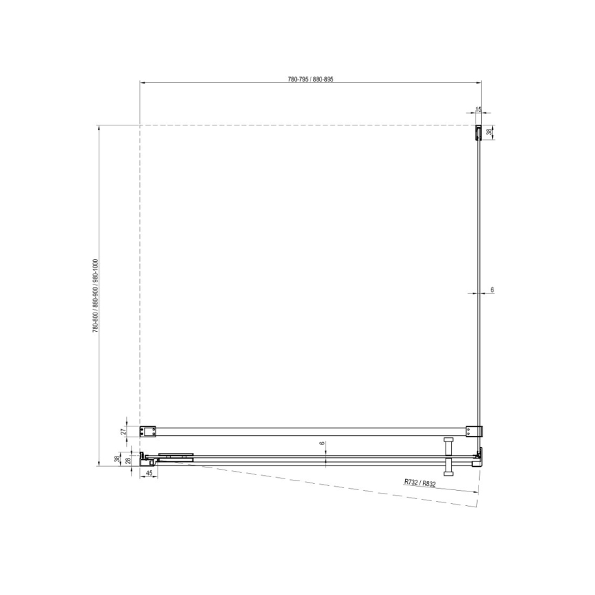 Ravak - Duschkabine COOL 90x80 cm schwarz