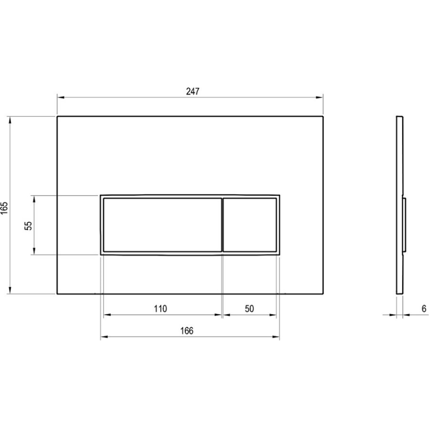 Ravak X01744 - Betätigungsplatte UNI SLIM 24,7x16,5 cm schwarz