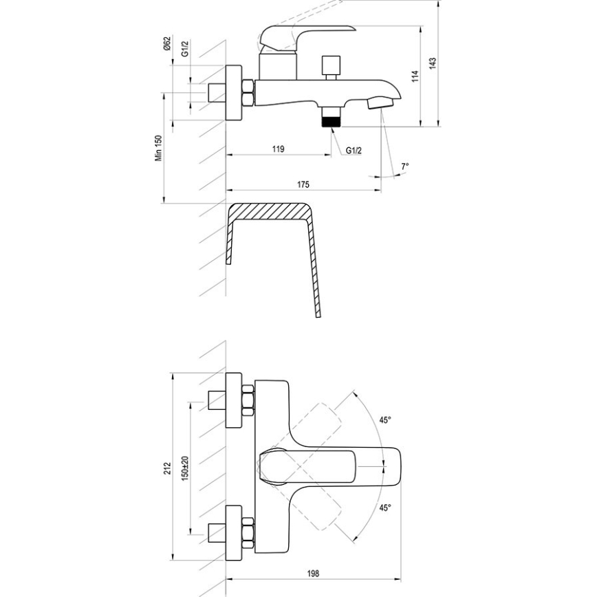 Ravak X070119 - Badewannenarmatur FLAT, Hochglanzchrom