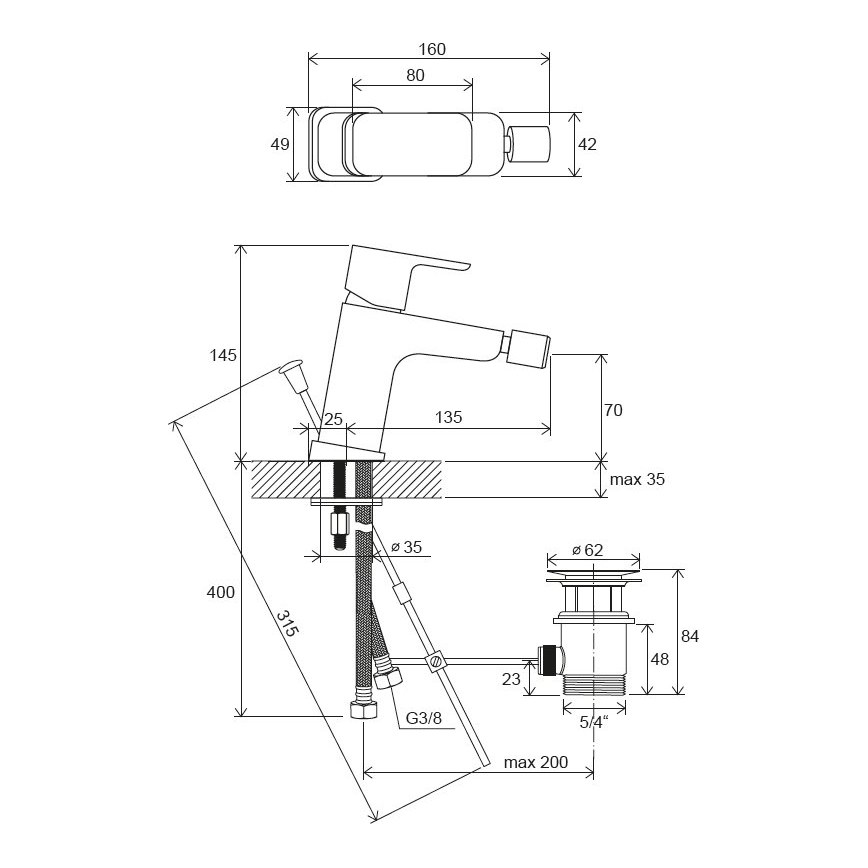 Ravak X070133 - Bidetarmatur FREE, glänzender Chrom