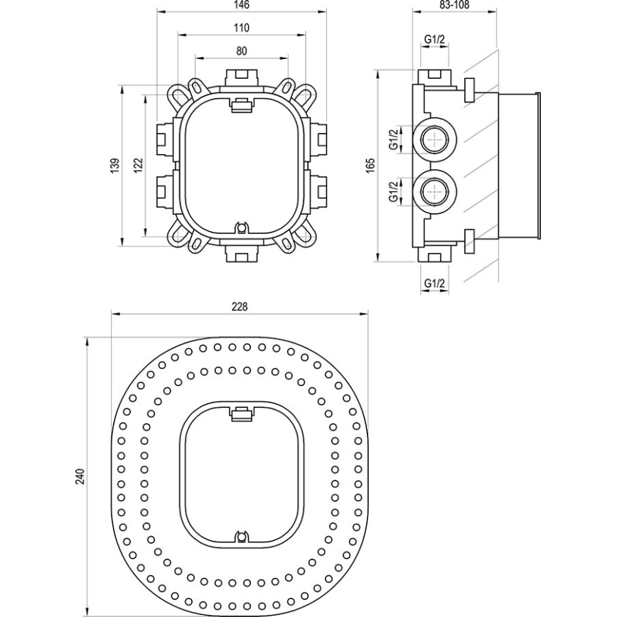 Ravak X070139 - Grundkörper für Unterputzarmaturen R-BOX VARI 13,9 x 14,6 cm