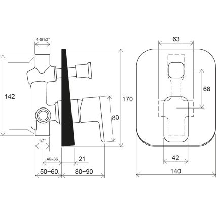 Ravak X070156 - Unterputz-Duscharmatur FREE, schwarz