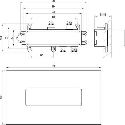 Ravak X070233 - Einbaukörper für Unterputzarmaturen R-BOX 10,4x24,6 cm