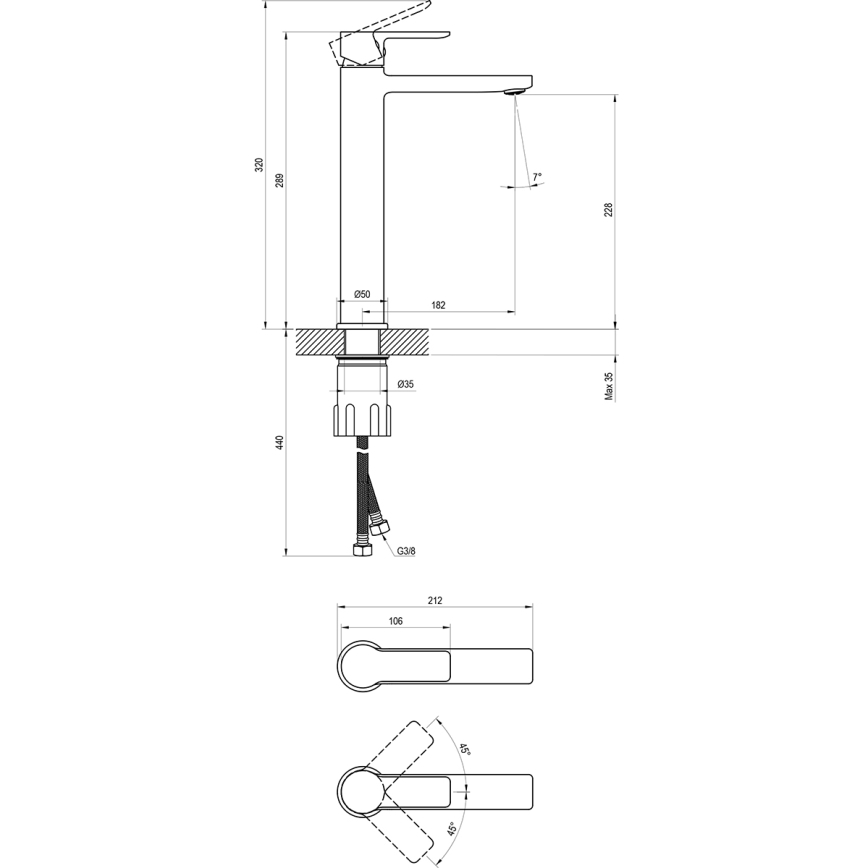 Ravak X070490 - Waschtischarmatur SOLAR 29 cm schwarz