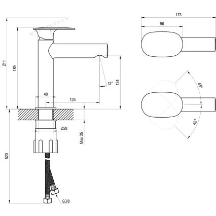 Ravak X070542 - Waschtischarmatur SPRING 18,9 cm schwarz