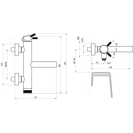 Ravak X070646 - Badewannenarmatur NOX, gebürsteter Edelstahl