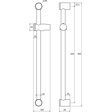 Ravak X07P012 - Duschstange 66,5 cm, polierter Chrom
