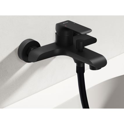 Ravak X07S114 - Badewannenset mit Armatur FLAT matt schwarz