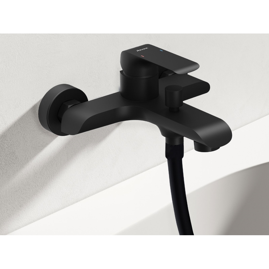 Ravak X07S114 - Badewannenset mit Armatur FLAT matt schwarz