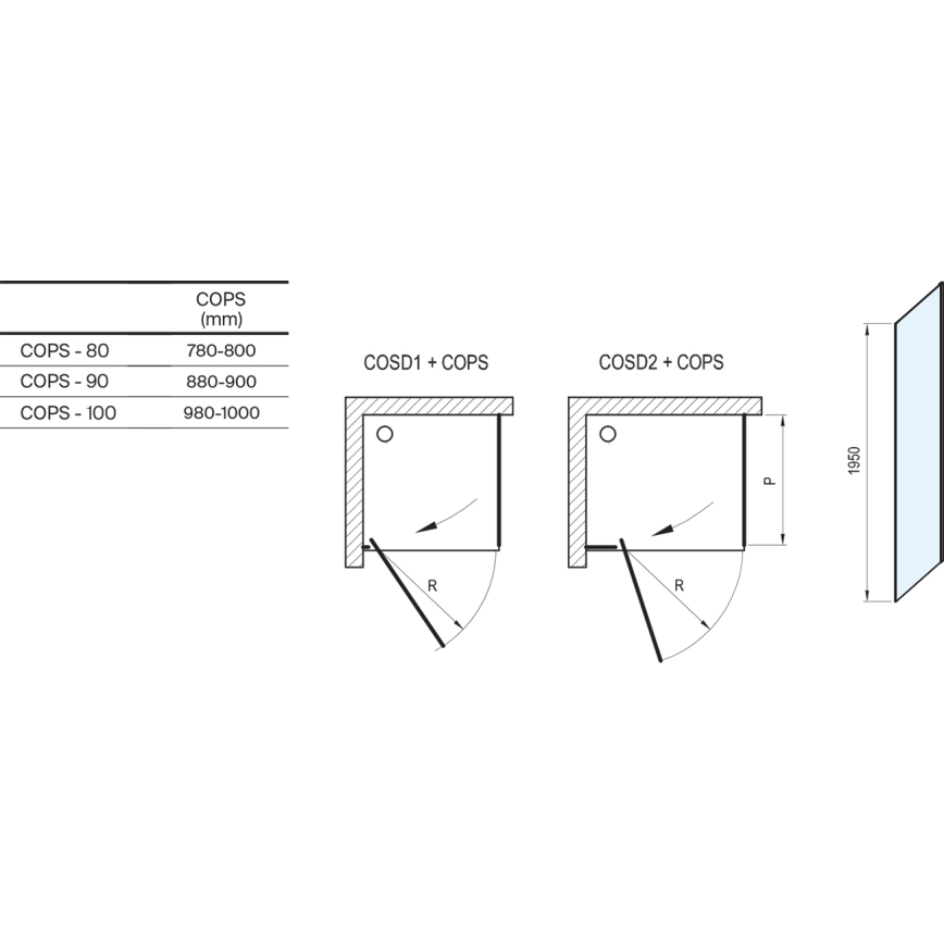 Ravak X9VV70300Z1 - Feststehende Duschwand COOL 90 x 195 cm Schwarz