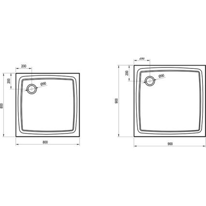 Ravak XA034411010 - quadratische Duschwanne PERSEUS 80x80 cm weiß