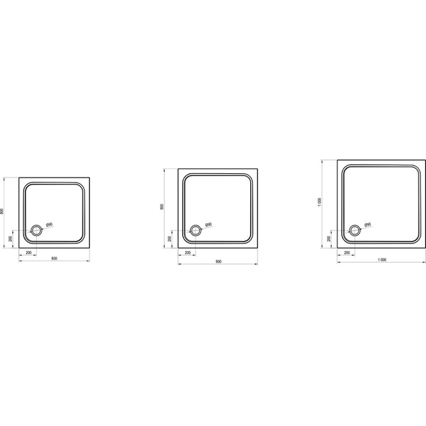 Ravak XA047701010 - Quadratische Duschwanne PERSEUS 90x90 cm weiß